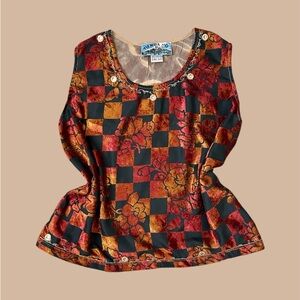 RARE Tienda Ho Muscle Tank Top Women’s One Size Velvet Orange Red VTG 90s‎ 80s